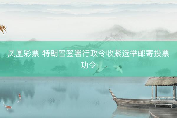 凤凰彩票 特朗普签署行政令收紧选举邮寄投票功令